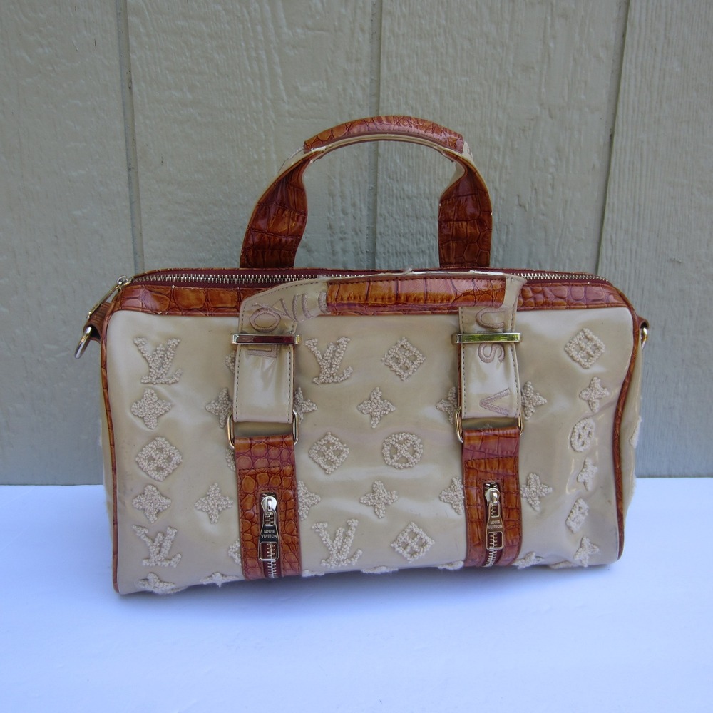 Womens handbag shoulder Bag Travel bag brown cream